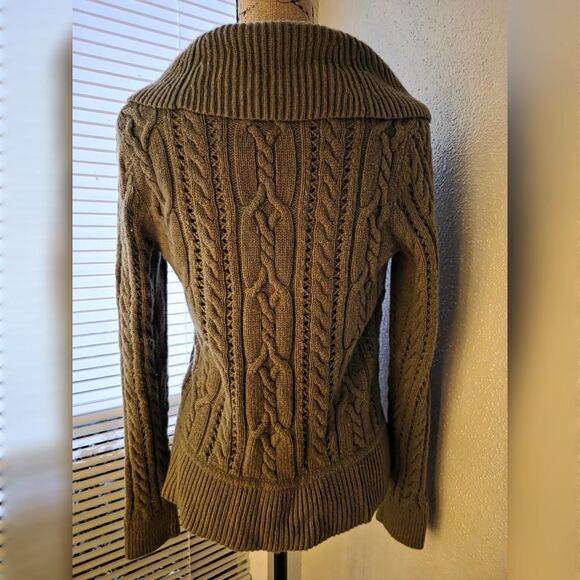 Talbots Petite SP Small Petite Olive Green Cardigan Sweater Knit - Picture 3 of 5